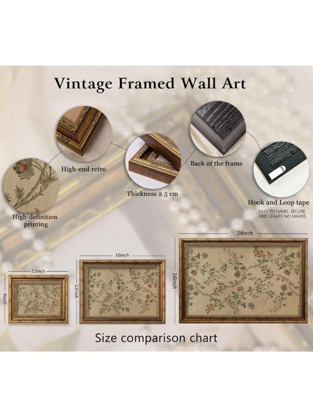 Vintage Floral Vine Wall Art - Elegant Beige Botanical Canvas Print for Home